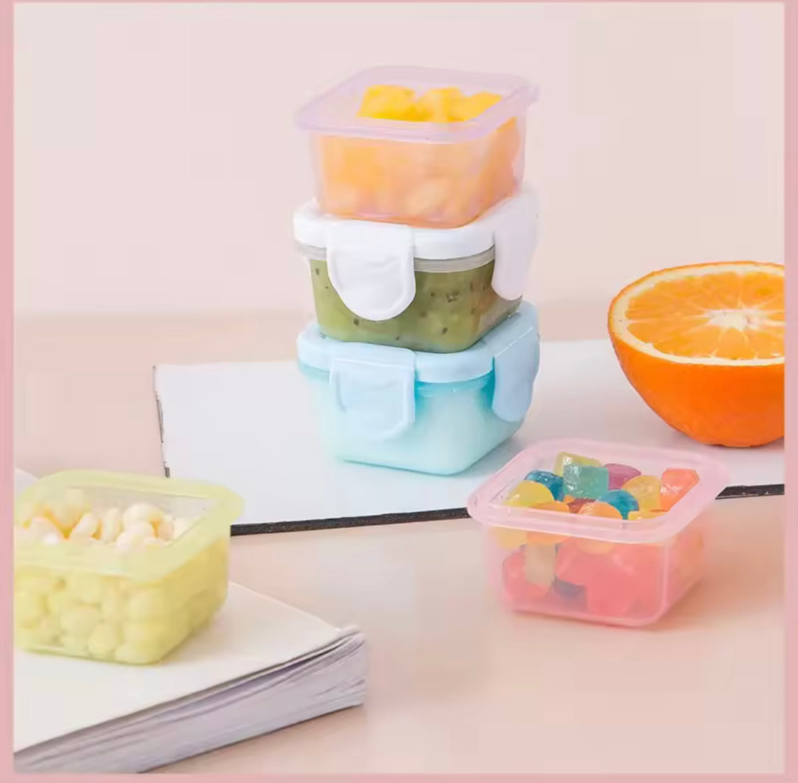 Pack Of 4 Mini Food Grade Sealed Fresh Box, Reusable Bento Lunch Box, Portable Baby Food Storage Containers Pack Of 4 Mini Food Grade Sealed Fresh Box, Reusable Bento Lunch Box, Portable Baby Food Storage Containers